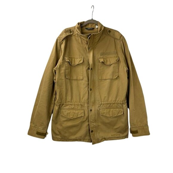 VTG Eddie Bauer Mens LT Tan Utility Military Field Jacket Full Zip Front Pockets - Picture 1 of 16